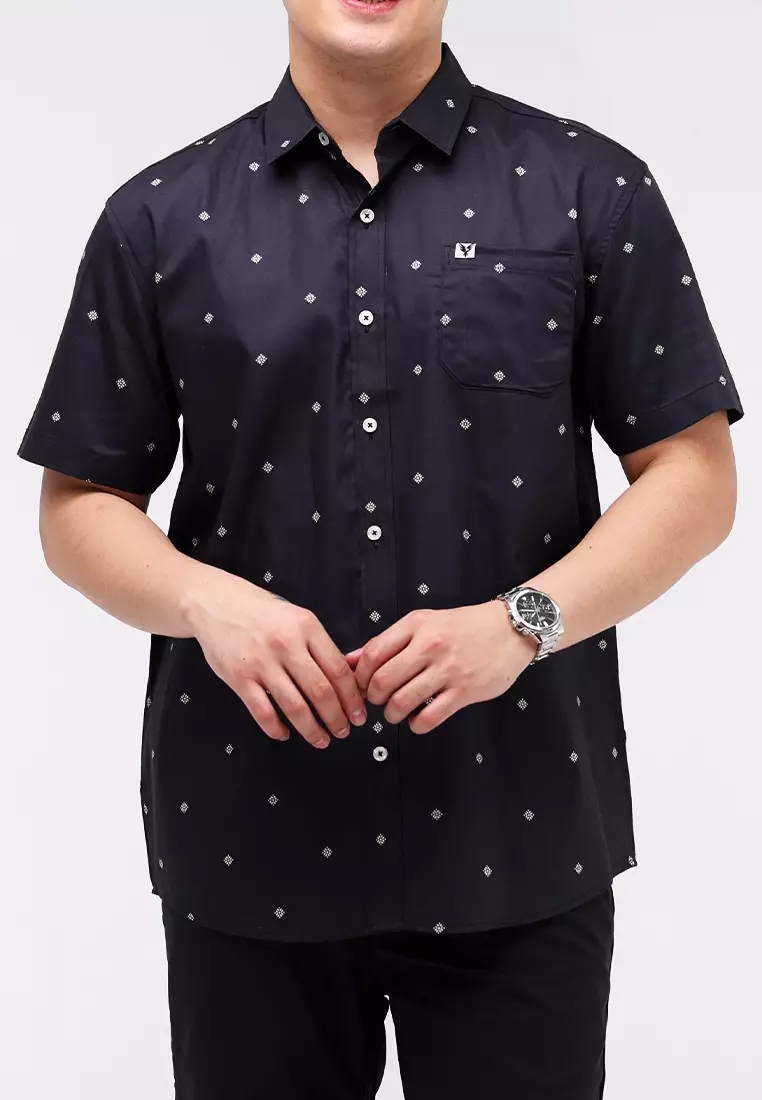 Woven Printed Poplin Short Sleeves Polo