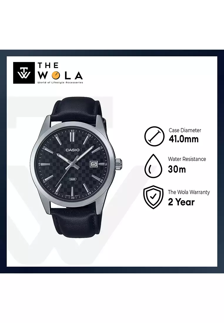 Men's Analog Watch MTP-VD03L-1A Black Leather Band