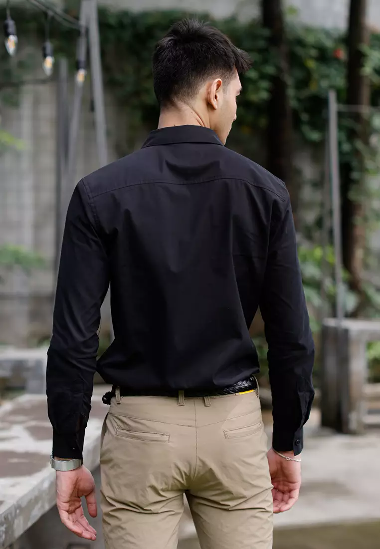 Oxcon Long Sleeve Business Shirt soft cotton Black