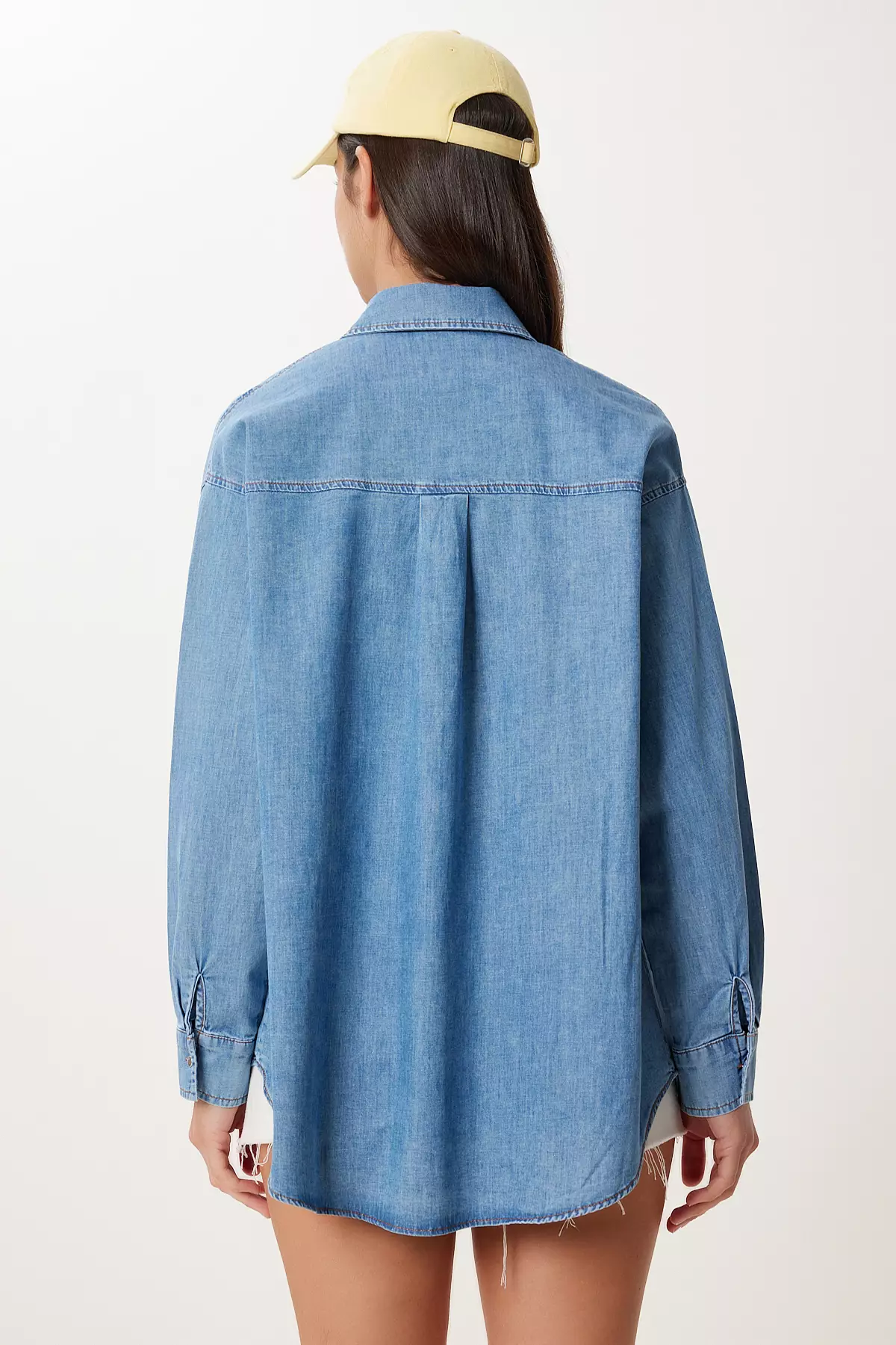 Women's Light Blue Pocket Detailed Denim Shirt Mx00221