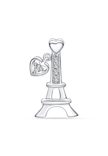 LAZO DIAMOND white LAZO DIAMOND Love in Paris Eiffel Tower Diamond Pendant in 9k White Gold BB333ACFBB9A8FGS_1