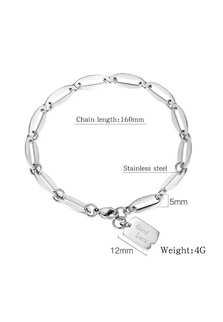 Good Luck Chain Bracelet in White Gold Layered Steel Jewellery
