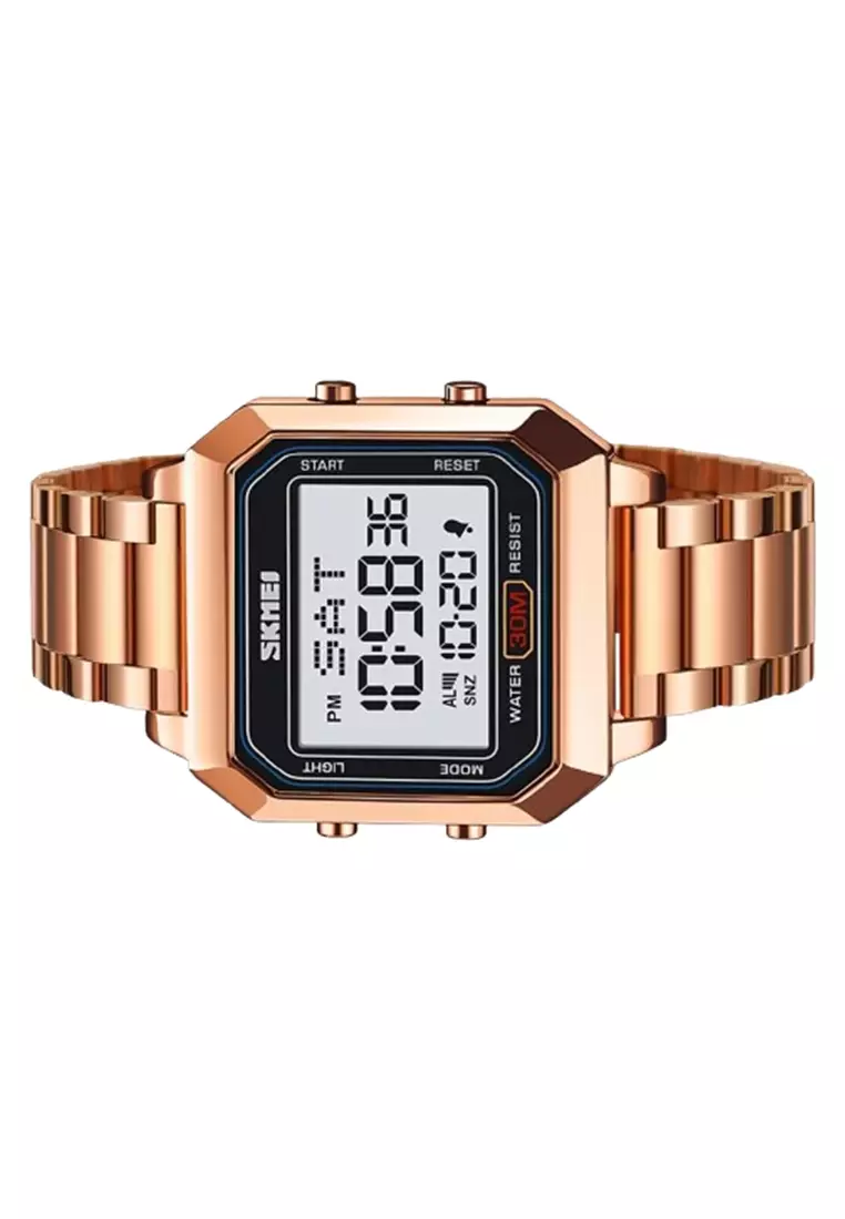 Jam Tangan Digital Pria Alarm Material Stainless Steel GB49 Waterproof ORIGINAL