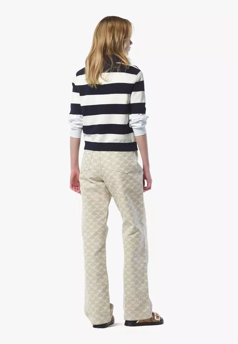 Stripe Knit Cropped Polo
