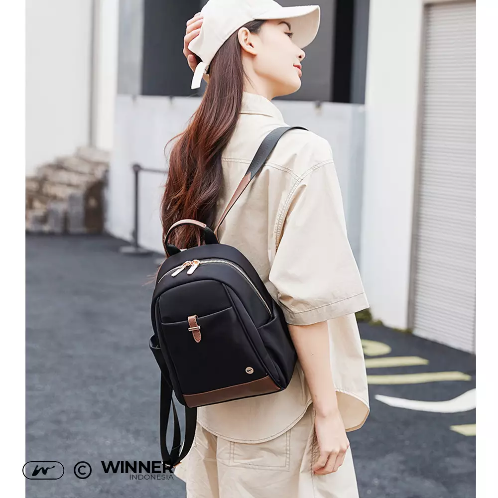 Tas Ransel Kecil Nylon Anti-Air Backpack Korean Style (T14-016-6138) - Hitam S