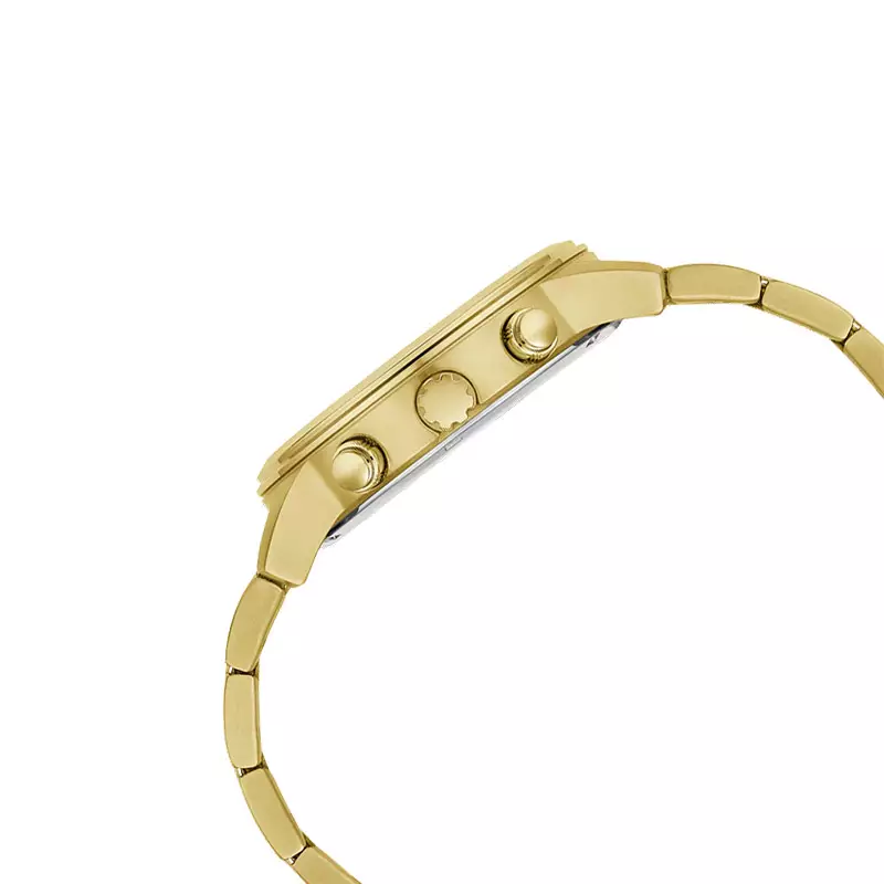 Jam Tangan Pria Guess Parker GW0627G2 Men Multifunction Black Dial Gold Stainless Steel Strap