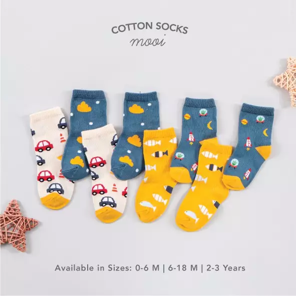Mooi Cotton Socks Kaos Kaki Anak Motif - Set Kitten