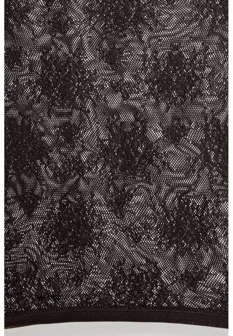 FLORAL-JACQUARD LACE TOP