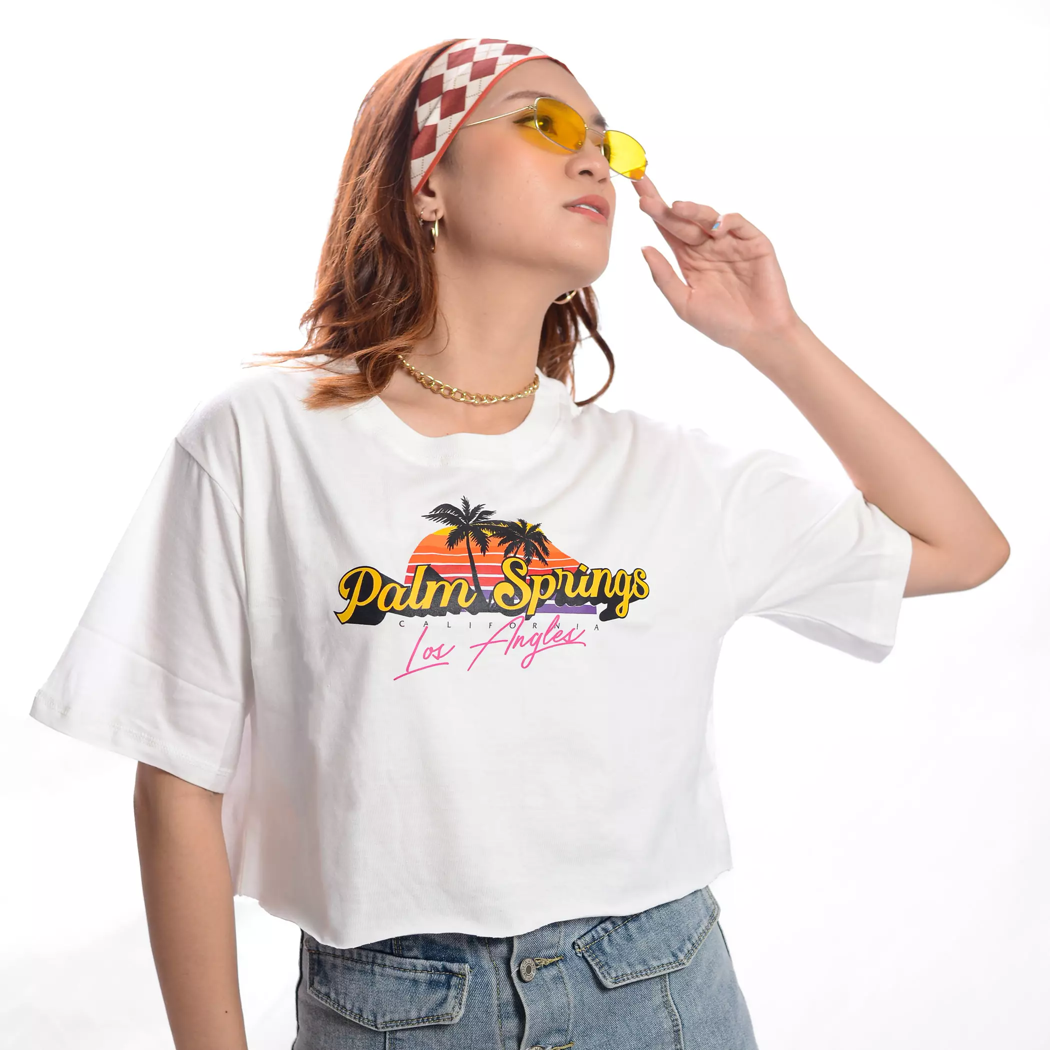 Enough For Today - Kaos Crop Oversize Palm Springs White