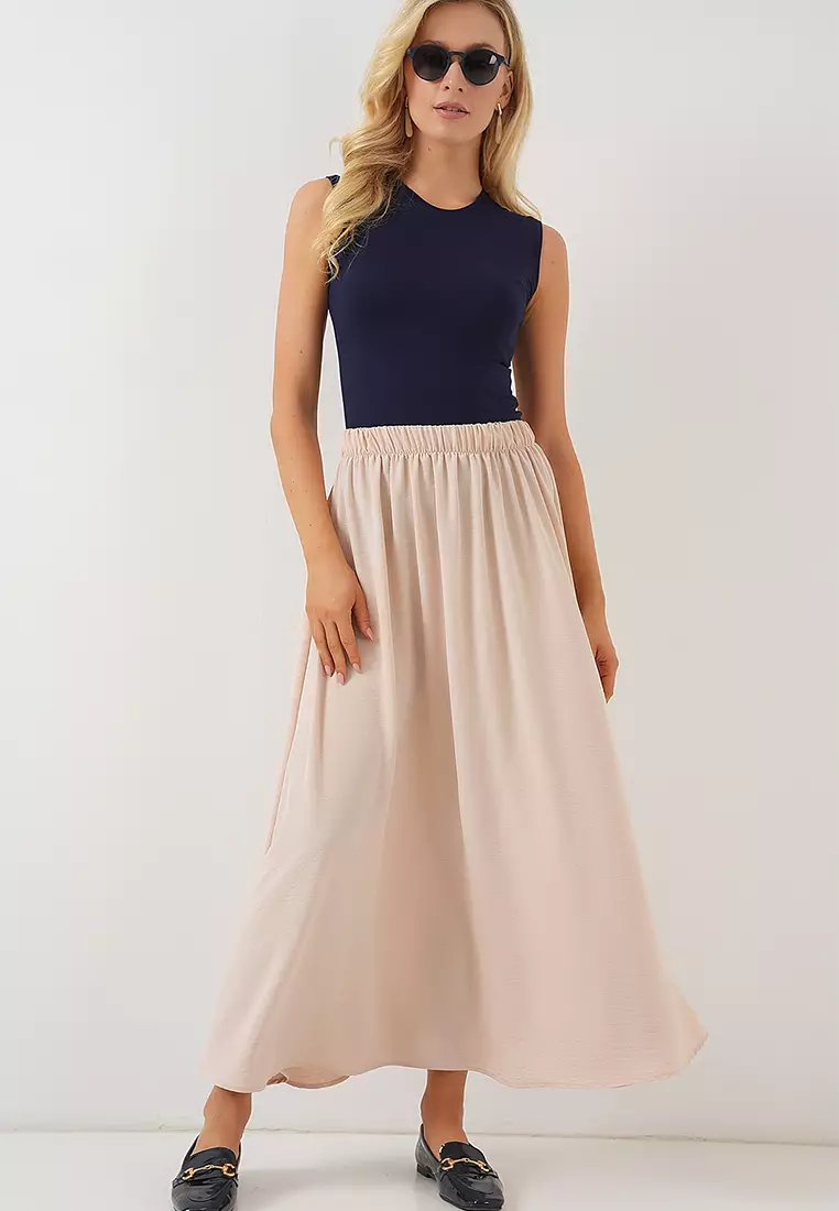 Women's Long Ayrobin Skirt 8050 - Beige