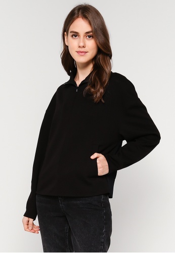 ck Calvin Klein black Volcano Interlock With Sweater Zip Top 2F9D1AA8B4D5F9GS_1