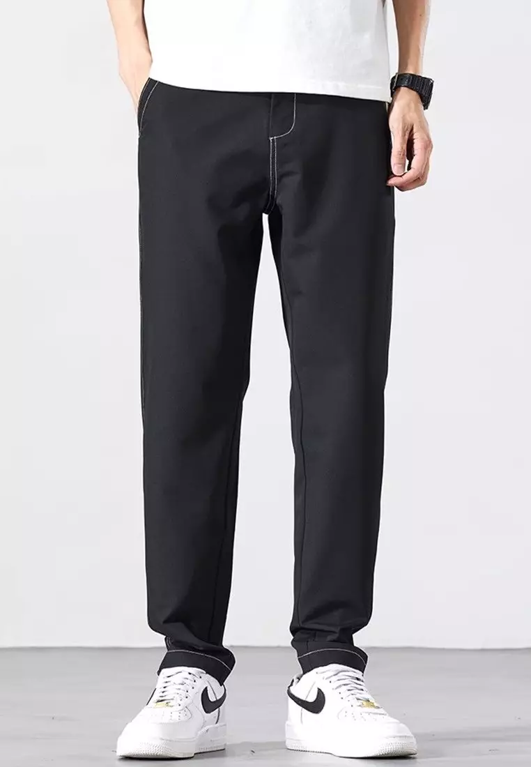 彈性腰圍修身長褲