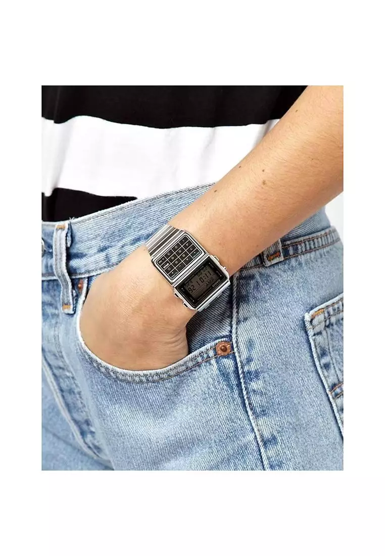 Databank Calculator Men Digital Watch DBC-611-1 Silver Stainless Steel Strap