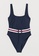 H&M blue and multi High Leg Belted Swimsuit 40321US53F57CEGS_1