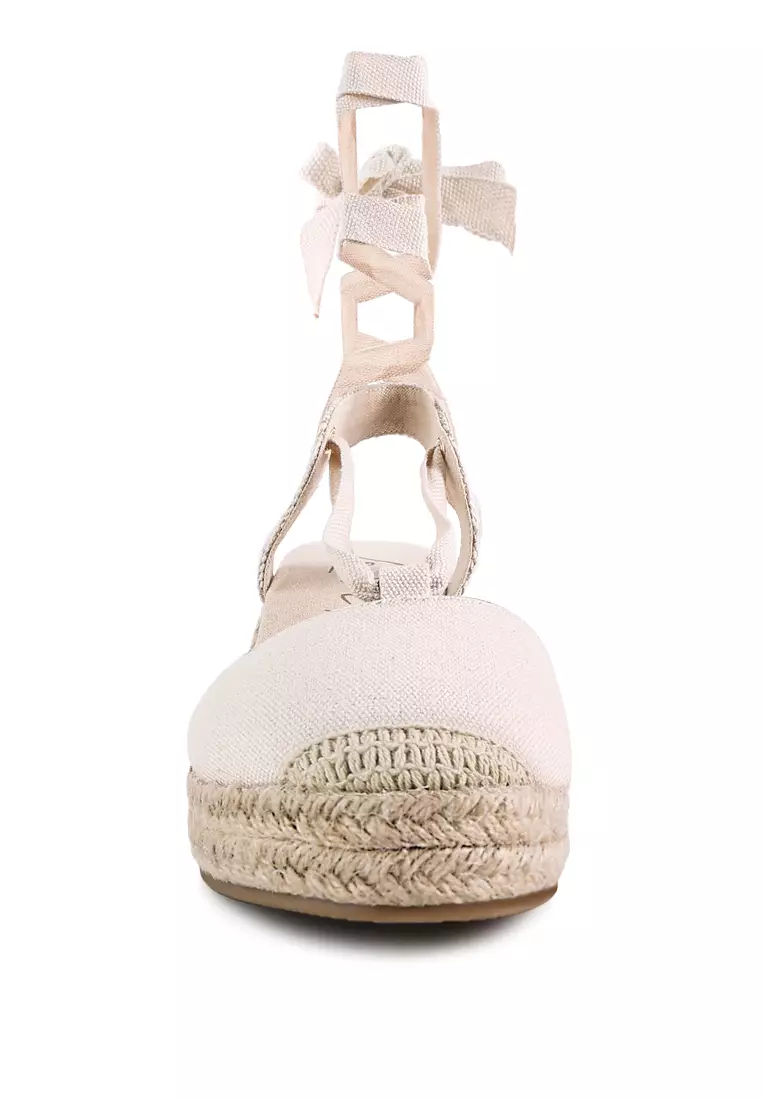 Sandal Tumit Wedge Strappy Ecru