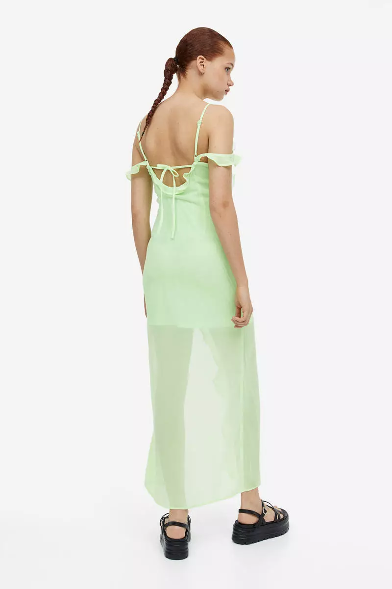green chiffon dress h&m Buy Flounce-trimmed 2026 Online Green floral dress