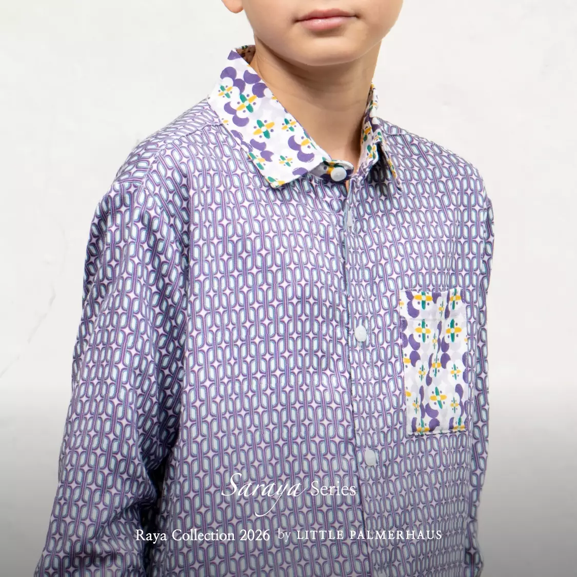 Little Palmerhaus - Baju Lebaran 2026 - Saraya Teen Boy Shirt (Baju Koko Anak Usia 6-14 Tahun) Royal Purple