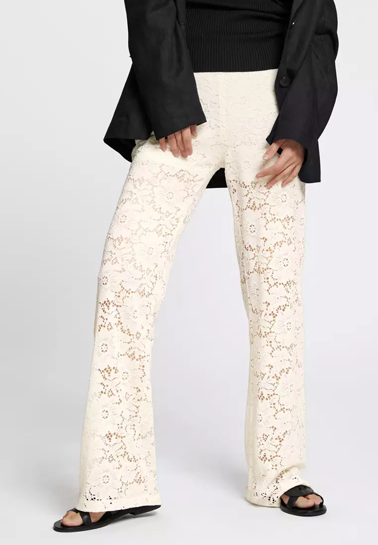 Buy & Other Stories Floral Lace Trousers in White 2024 Online