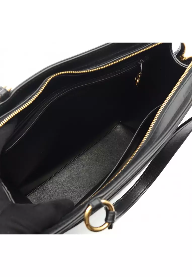 Pre-Loved Chanel Handbag tote bag lambskin black gold hardware logo