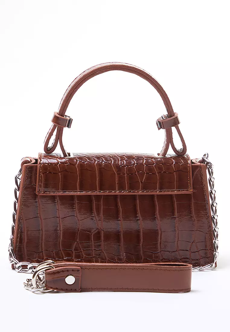 Croc-Effect Mini Crossbody Bag