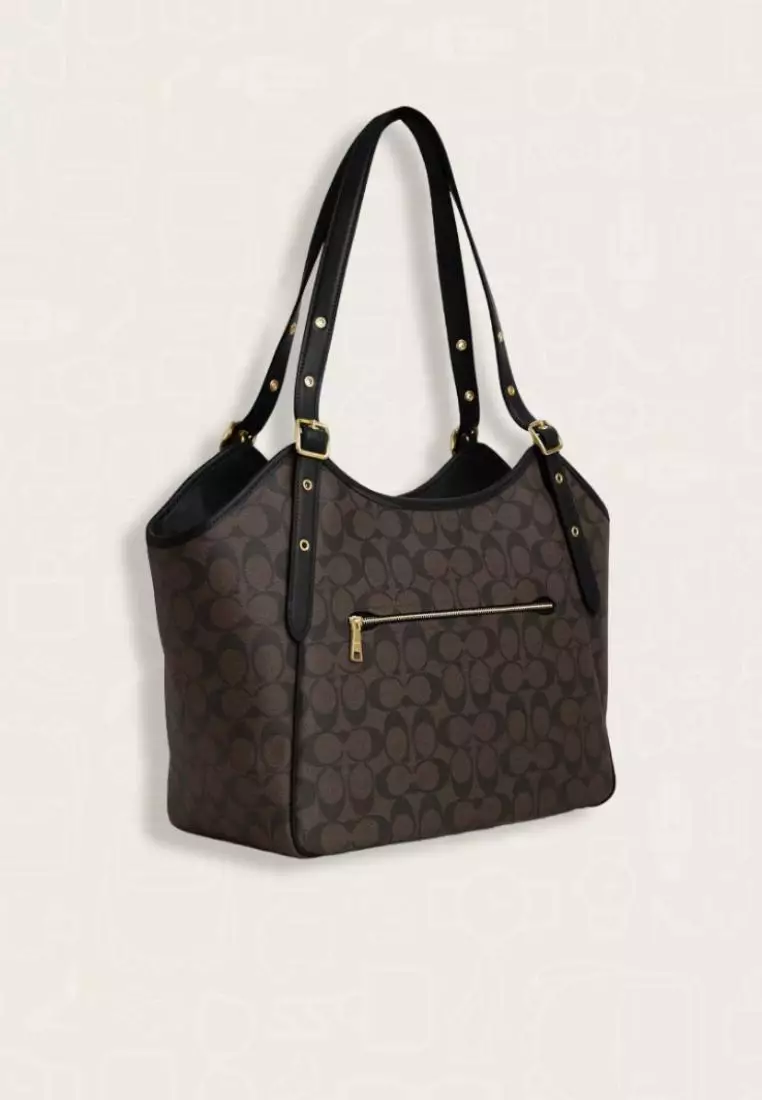 Coach Meadow Shoulder Bag In Signature Canvas Brown Black