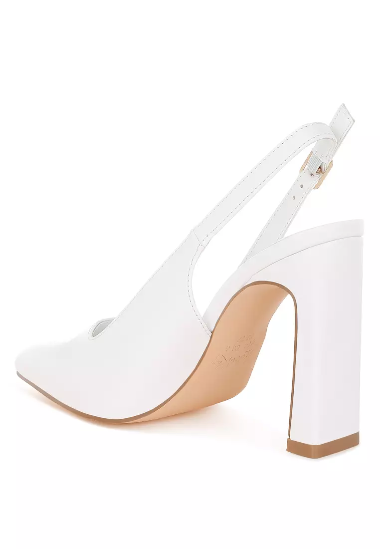 Pointy Toe Slingback Pumps In White