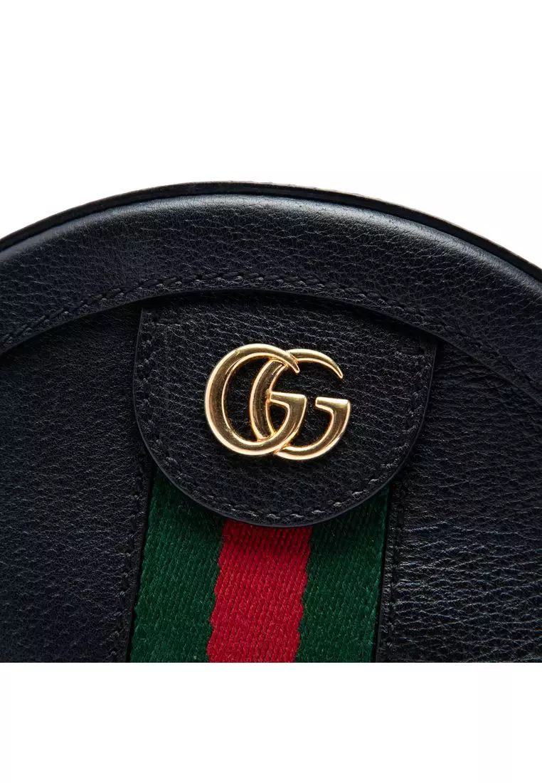 Pre-Loved Gucci Mini Calfskin Web Ophidia Round Crossbody