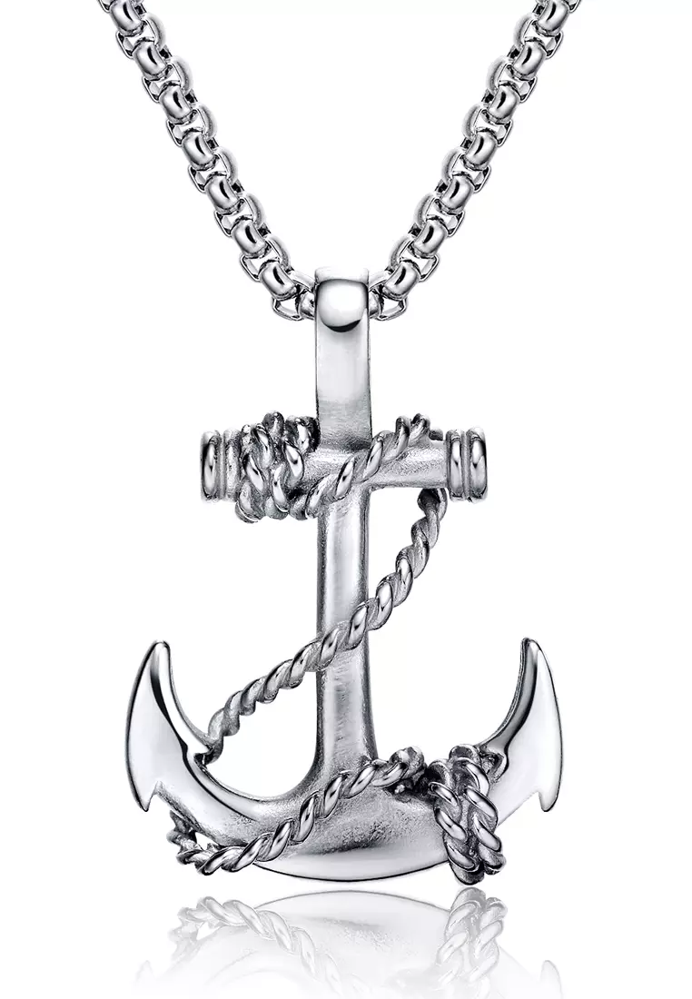 Mens anchor chain clearance necklace