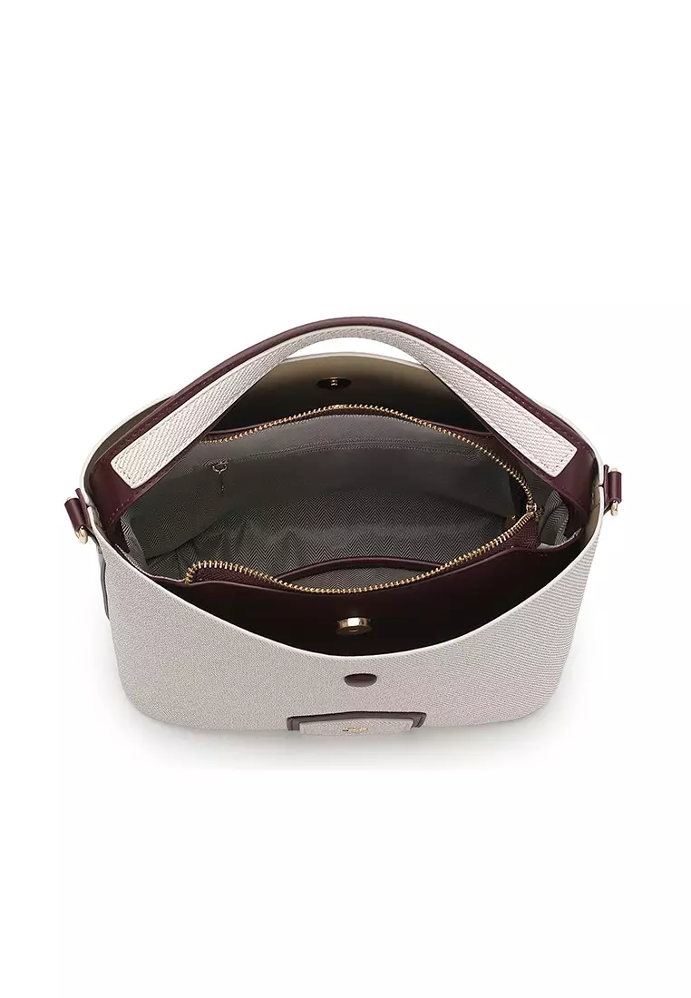 Women's Top Handle Bag / Sling Bag / Crossbody Bag / Shoulder Bag (Tas Tangan Wanita / Tas Selempang Wanita / Tas Bahu Wanita) - Krem / Merah