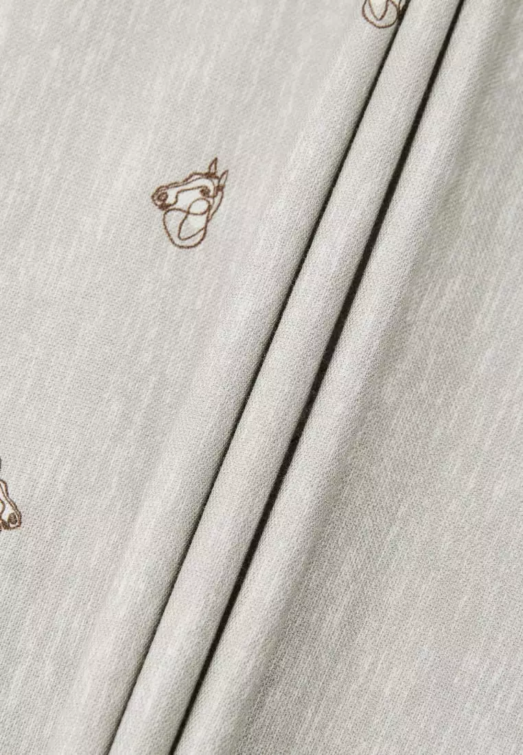 G2000 Wrinkle-Free Mini Horse Digital Print Comfort Fit Oxford Casual Shirt