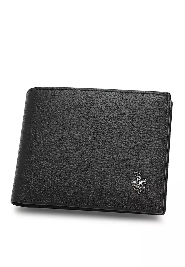 Genuine Leather RFID Short Wallet - Black