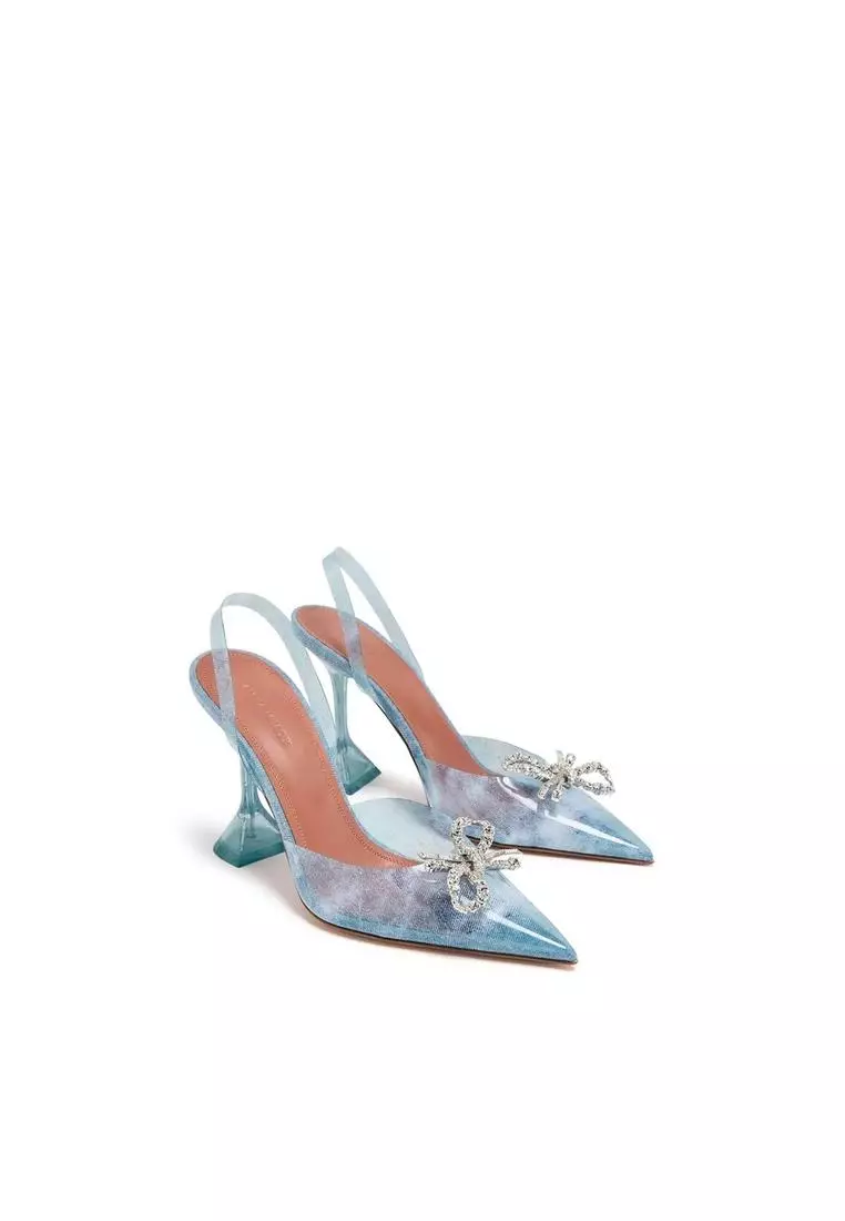Amina Muaddi Blue Plexiglass High Heel Pumps main image 1