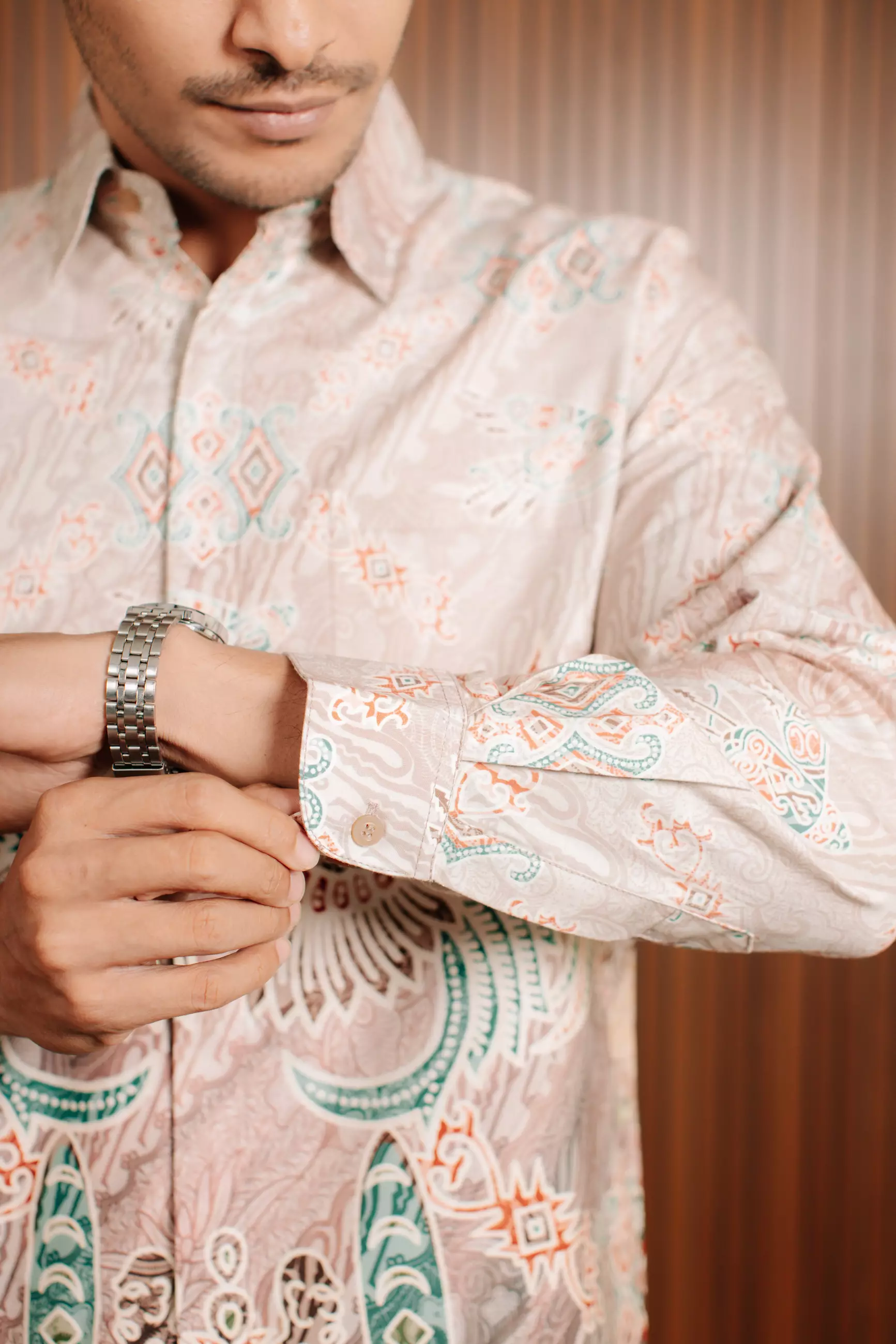 Ravela Pink Kemeja Batik Pria Furing Regular Fit Lengan Panjang Katun Digital Print