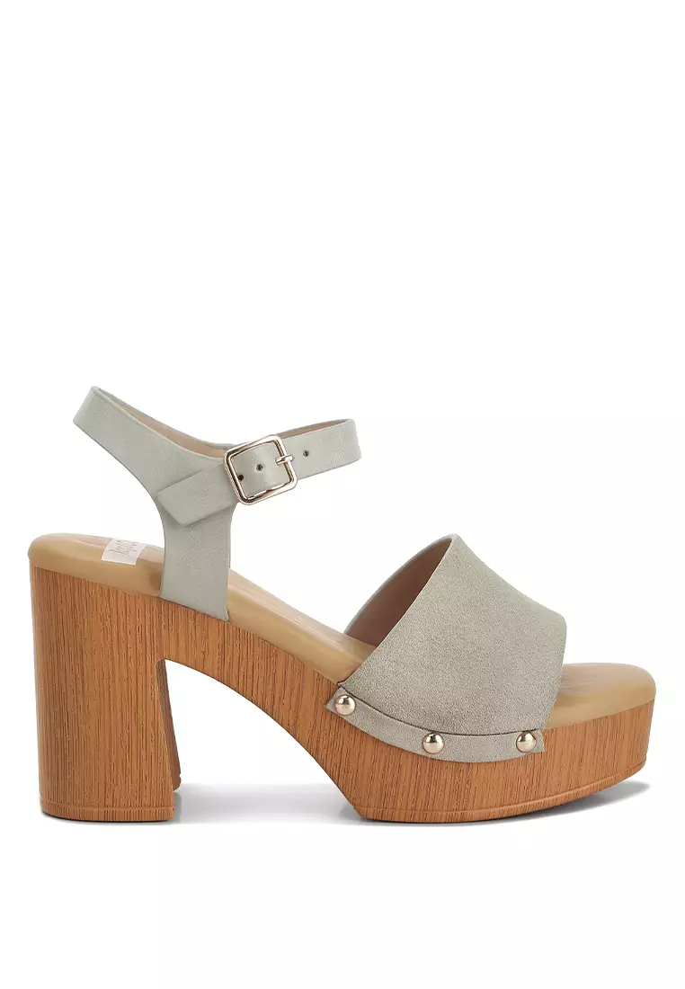 Discount on London Rag  shoes - SKU: Beige Suede High Block Sandals