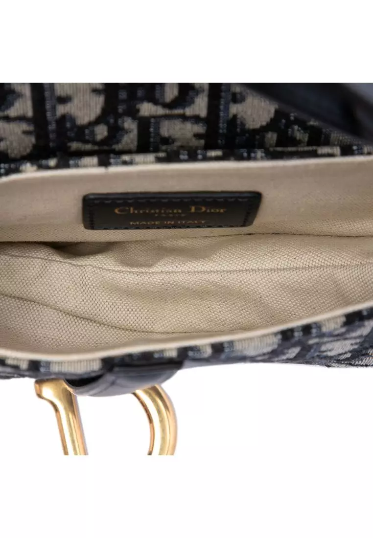 Pre-Loved Dior Mini Oblique Canvas Saddle Bag