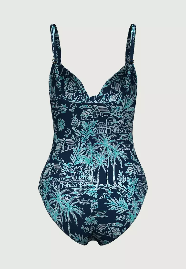 Tropadelic Days Jade Cross Front Onepiece