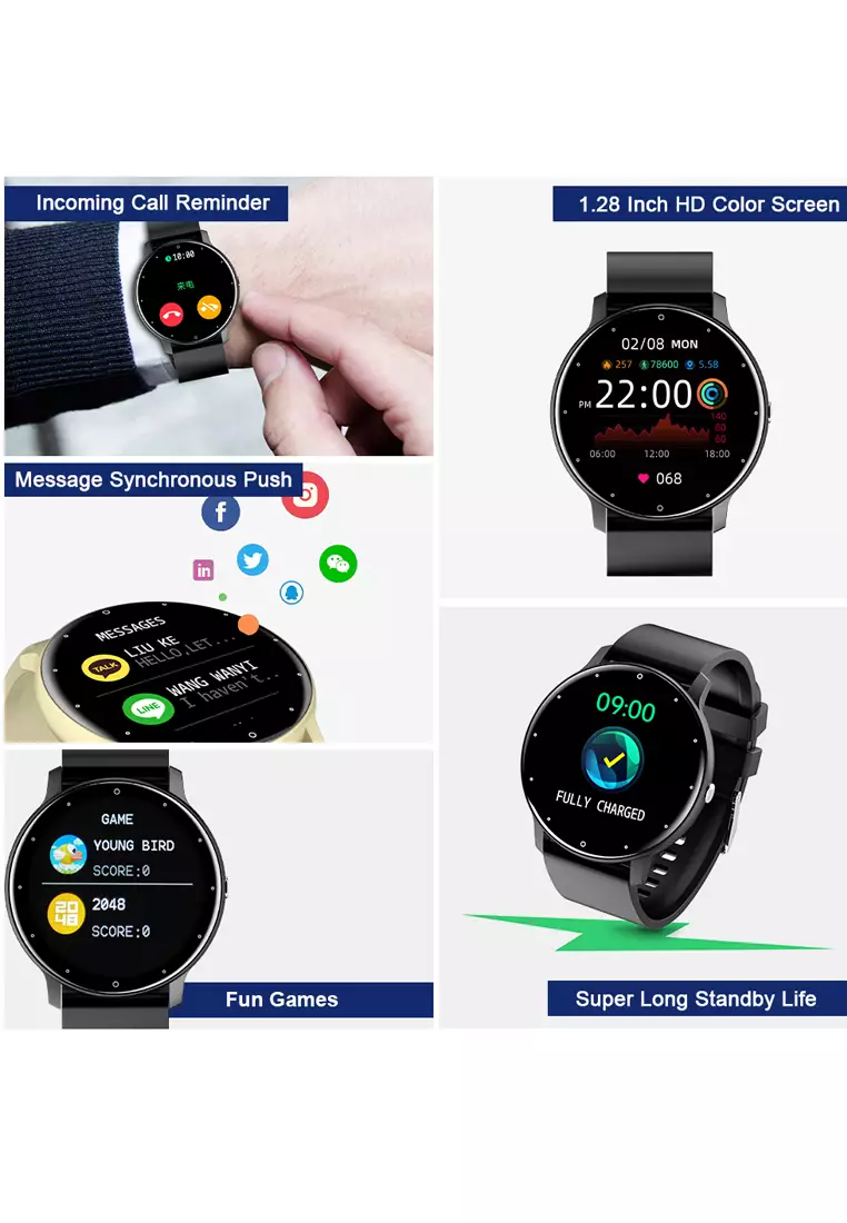 SmartWatch ZL02D Layar Terang 1.28'' Anti Air IP67 Olahraga Pemantauan Tidur dan Detak Jantung Jam Tangan Pria Wanita blue dengan tali jam gratis