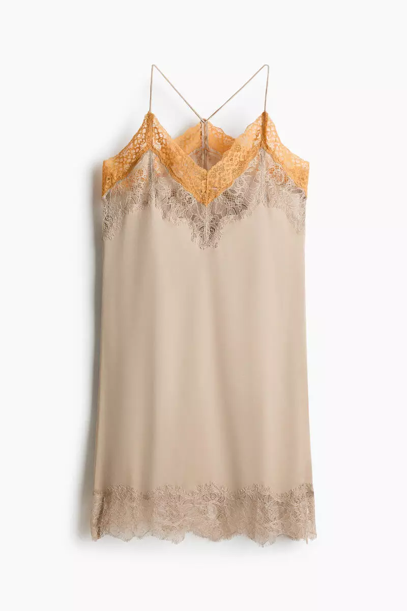 Lace-trimmed satin dress