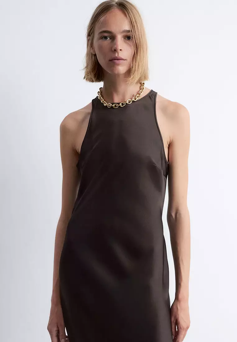 Sleeveless Satin Midi Dress