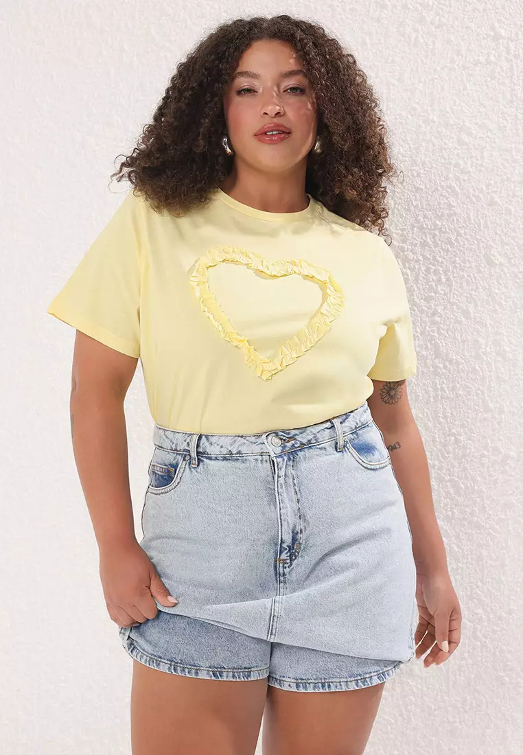 Blue High Waist Wide Leg Plus Size Shorts Skirt TBBSS25AP00032