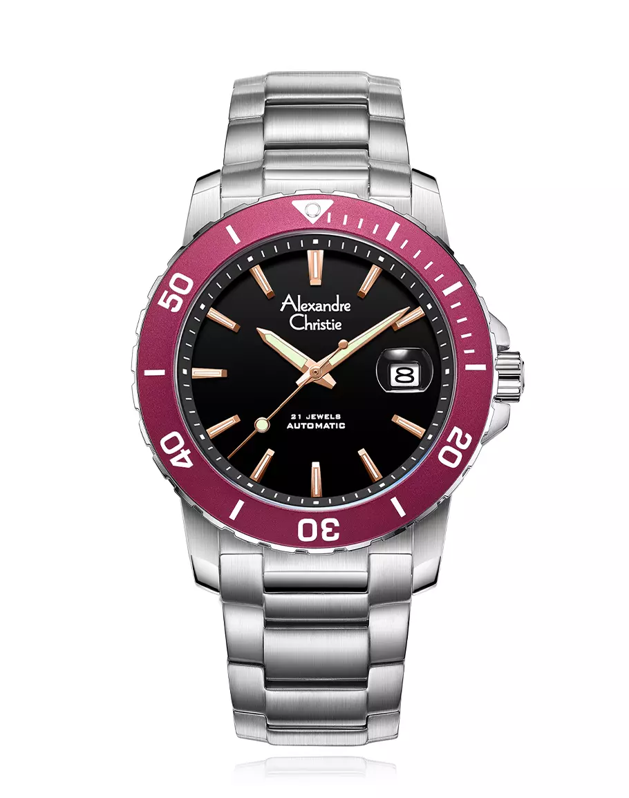 Jual Alexandre Christie Alexandre Christie Men 6141 Black Red Automatic ...