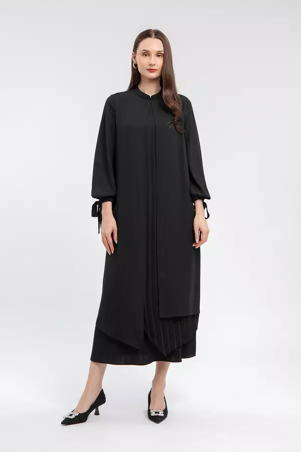 MINIMAL - Ancora - Gamis Lipit Asimetris - Black Warna Black