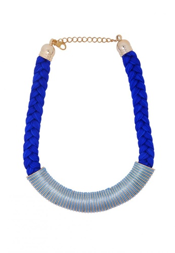 Jaysa Collection blue Royal Blue Fabric Cord Choker Necklace with Baby Blue Centerpiece JA875AC79SZOSG_1