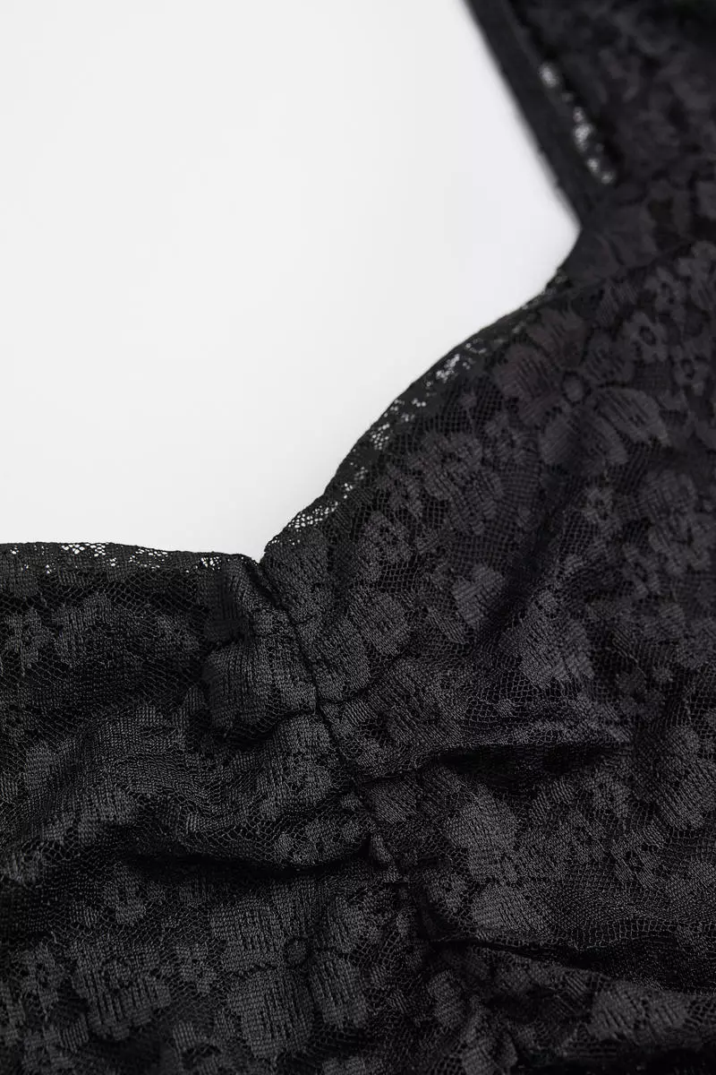 Gathered lace dress