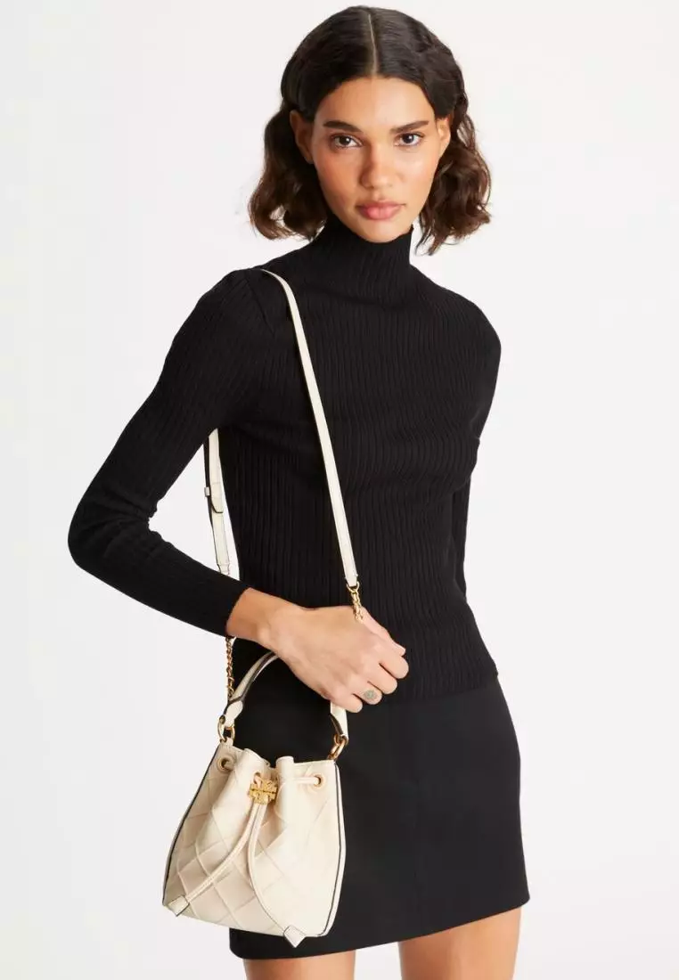 Tory Burch Fleming Soft Small Bucket Bag New Cream