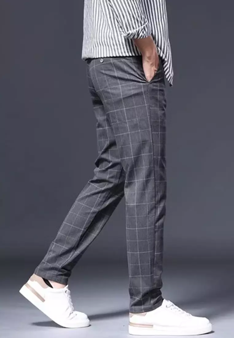 Checked Slim Fit Suit Pants