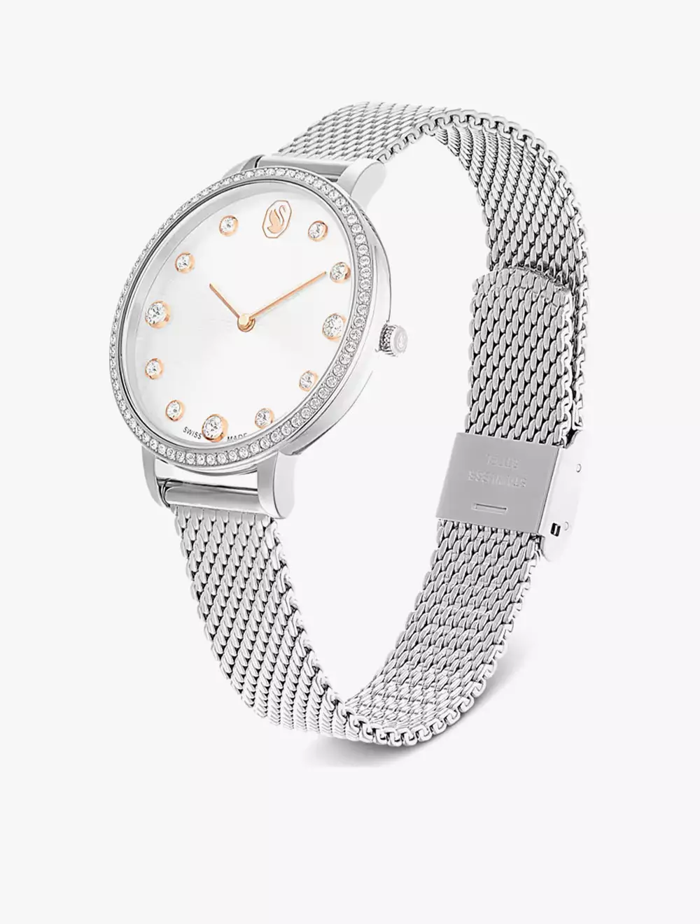 Clarica watch, Swiss Made, Metal bracelet, Silver tone, Stainless steel