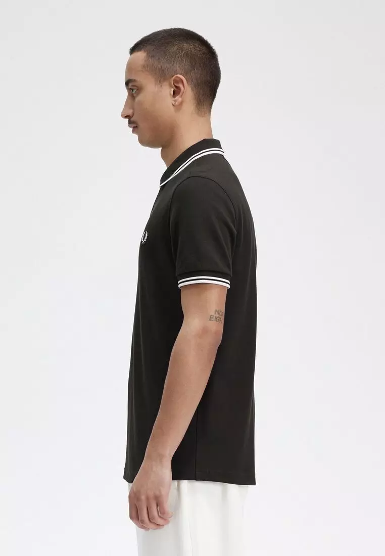 Fred Perry M3600 The Twin Tipped Fred Perry Shirt (Night Green / Snow White / Snow White)