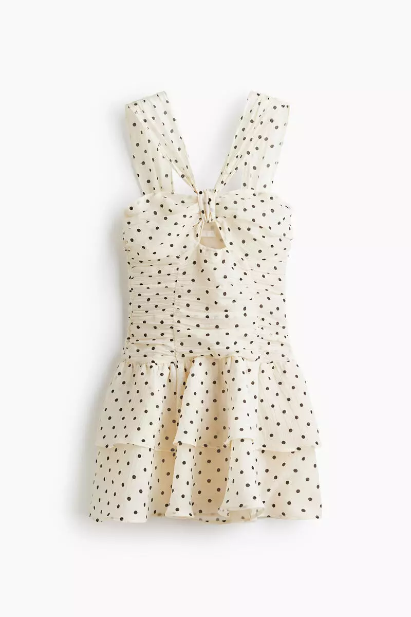 Flared-skirt ruched dress
