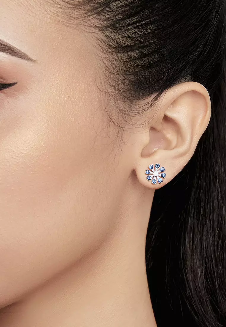 FIREWORKS | Blue Sapphire and Diamond Earring in 750/18K White Gold 262870122(E)-WG-BS